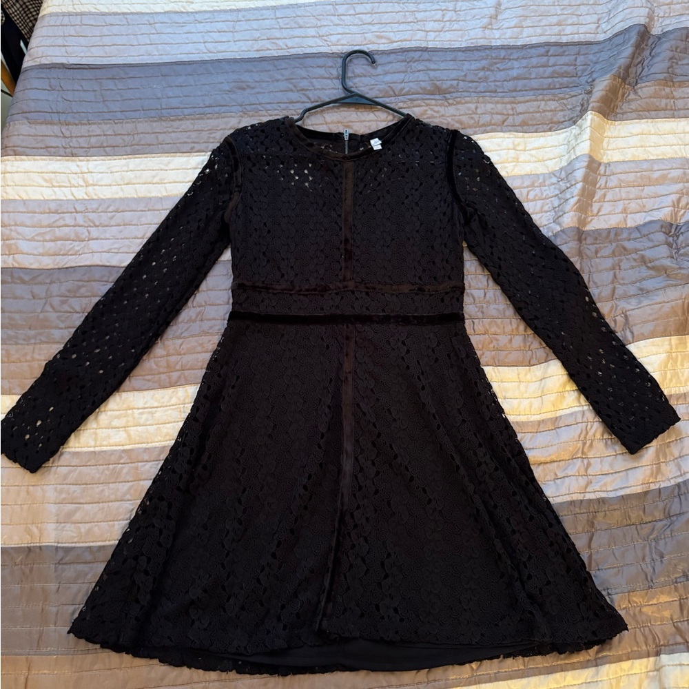 Xhilaration Black Long Sleeve lace Cocktail Dress with velour accents